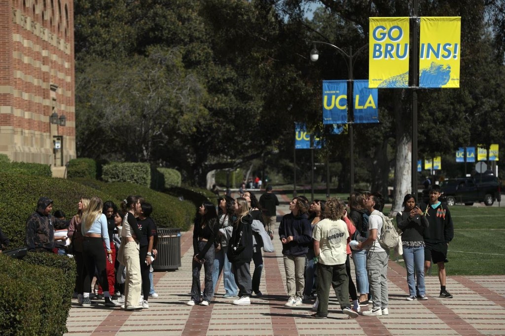 Students gathering on the UC Berkeley campus.