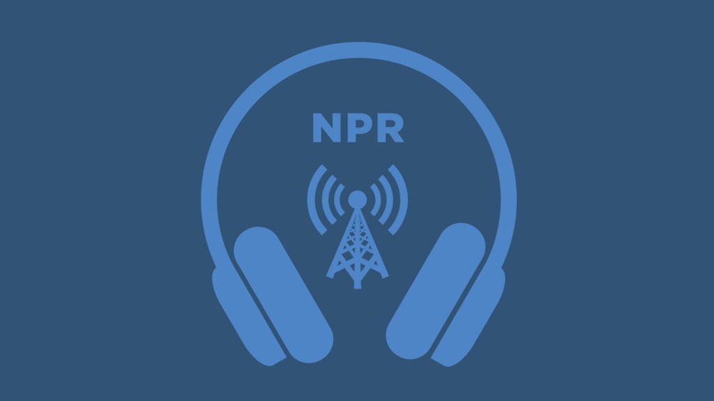 The NPR logo with headphones around it