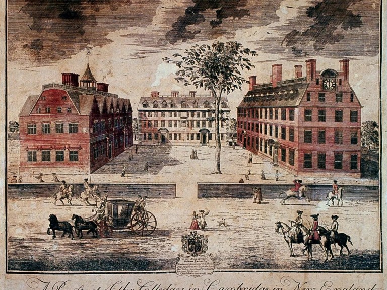 An old image of Harvard College campus