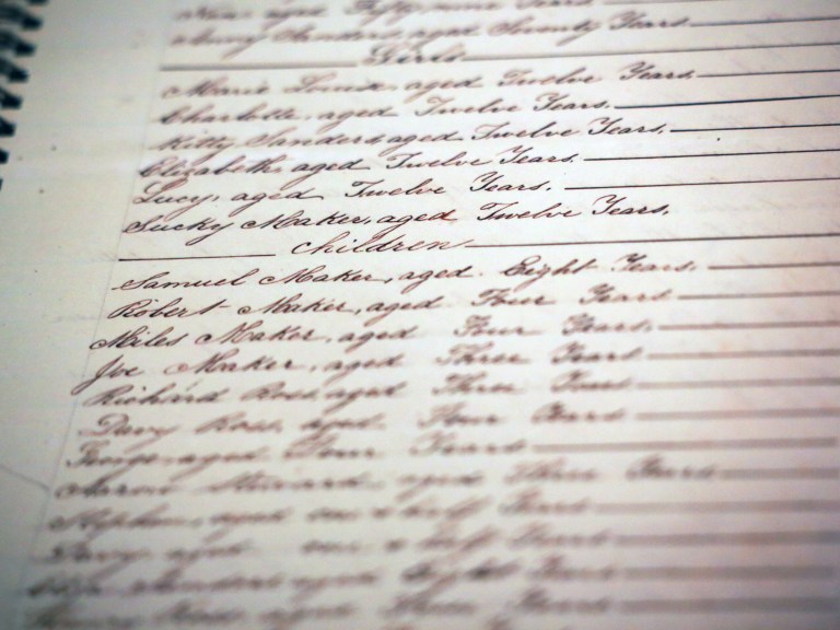 Cursive writing on a sheet of paper