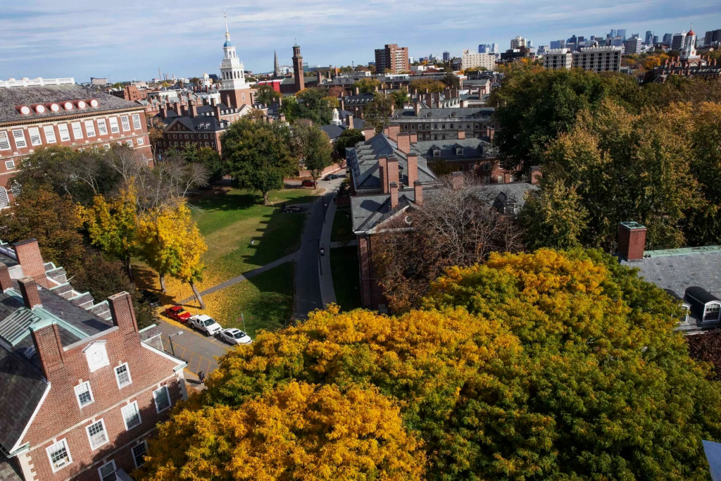 An aerial view of Harvard