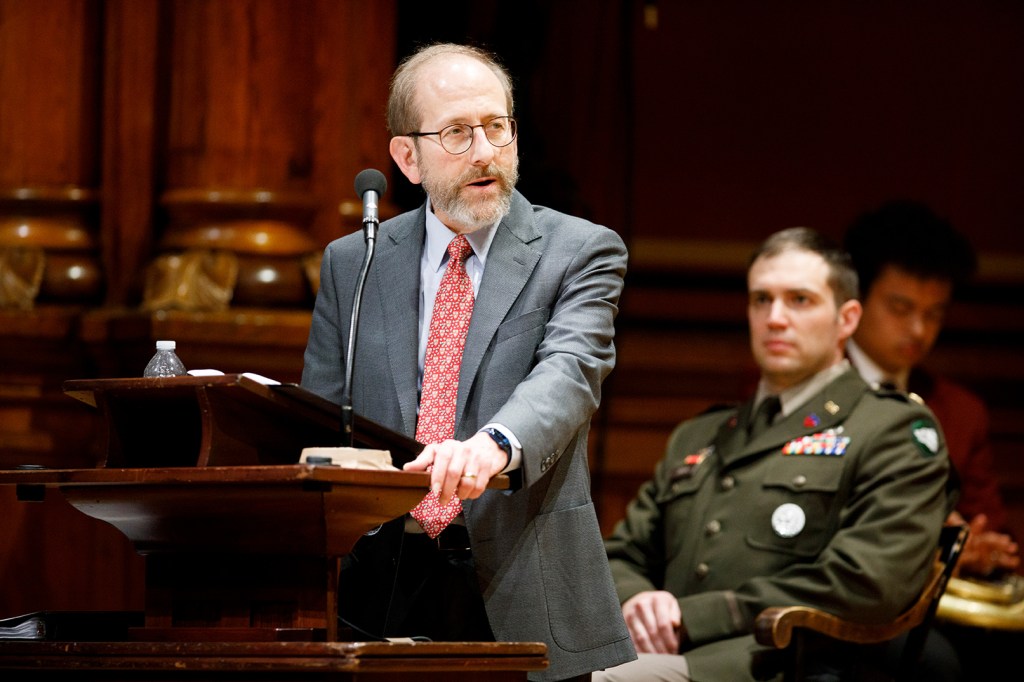 Alan Garber speaking at the ROTC Commissioning Ceremony