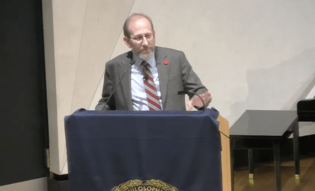 President Garber at a podium