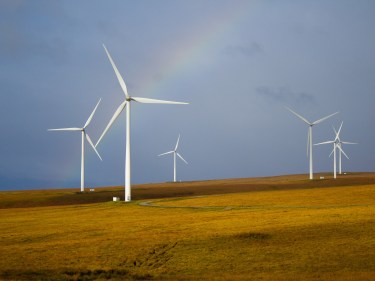 Windmills and a rainbow