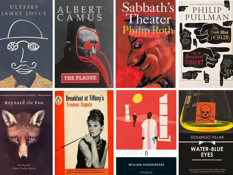 A collage of book covers that feature interesting heroes and villains