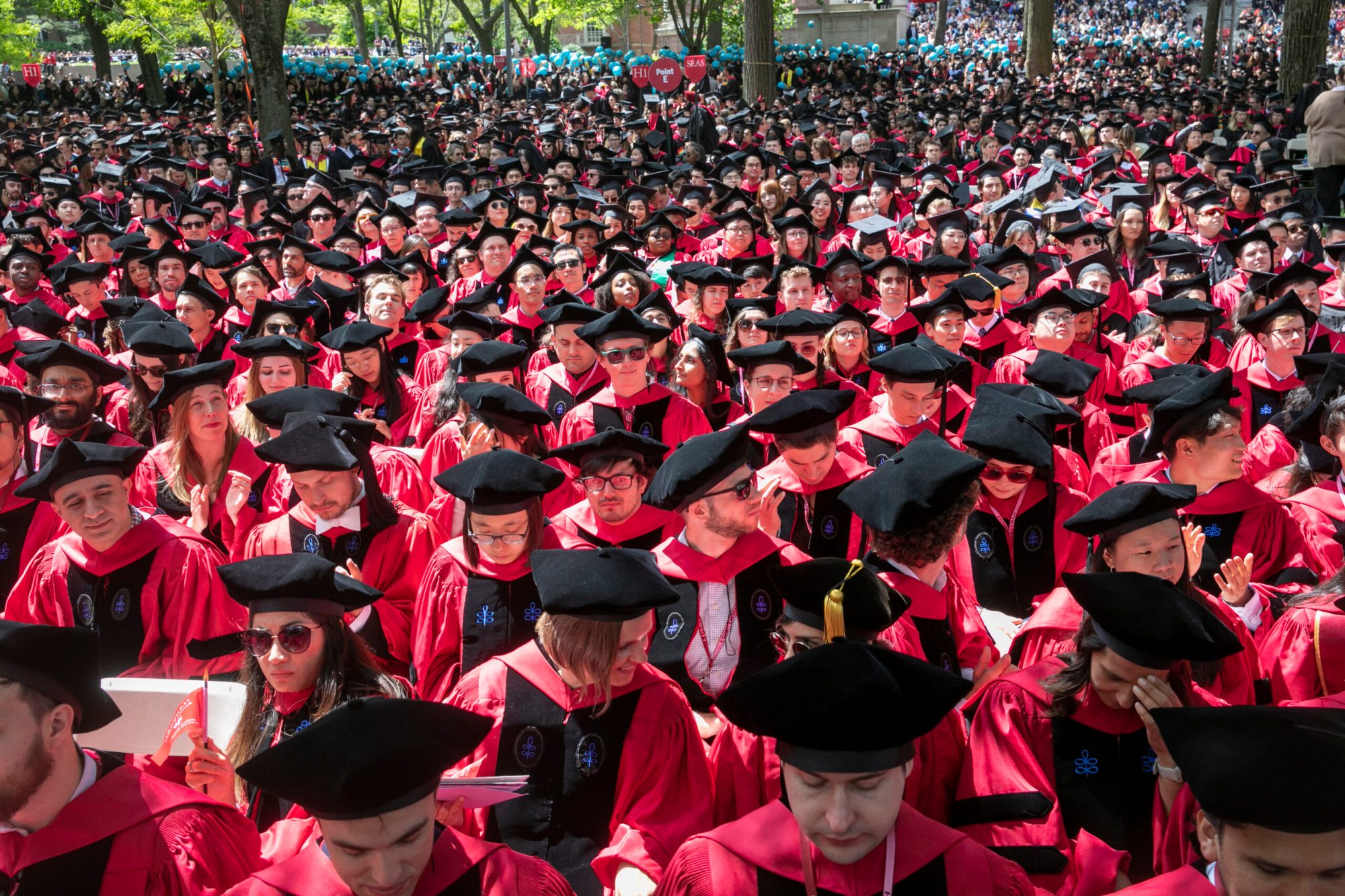 Graduates wearing caps and gowns