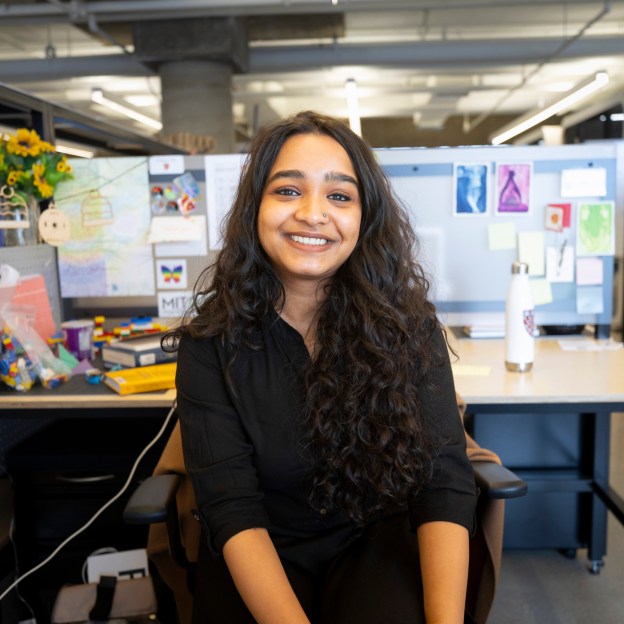 Priyanka Pillai in a cubicle