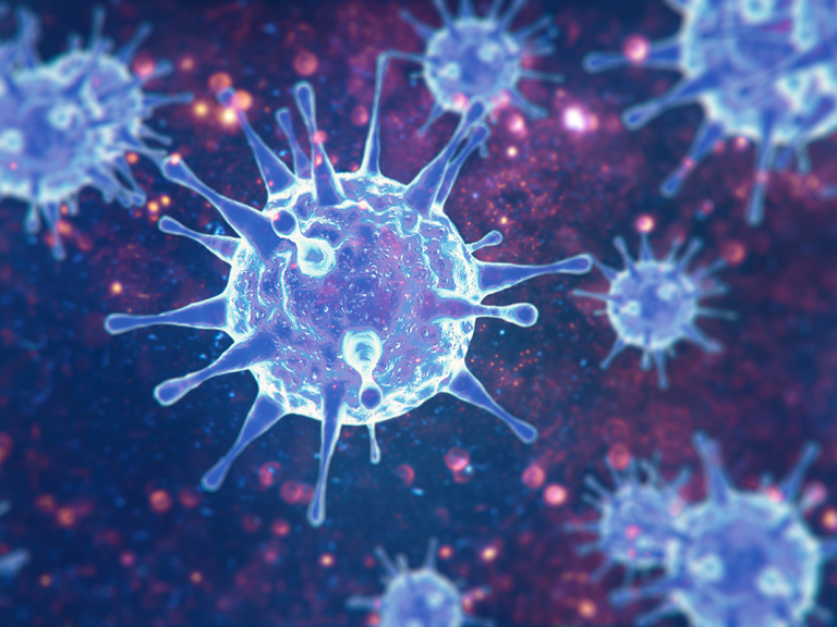 A digital rendering of a virus