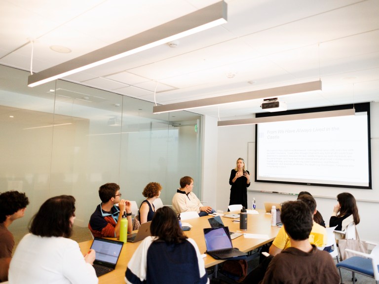 Students in a small classroom