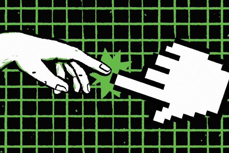 A hand and a cursor touching each other